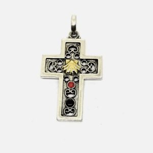 Sterling Silver Cross with 18 kt gold shell